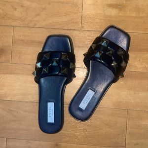 Steven New York slide on shoes. Studded quilted sandals. Size 8.5 WORN ONCE